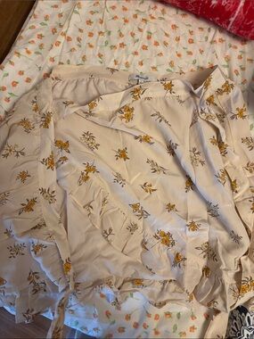 Madewell Cream Blouse with Yellow Floral Print